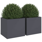 Planters 2 pcs Anthracite 49x47x46 cm Steel - Top-Down View