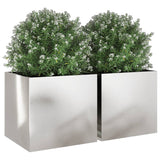 Planters 2 pcs Silver 49x47x46 cm Stainless Steel - Top-Down View