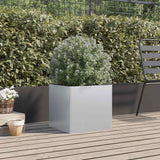 Planter Silver 49x47x46 cm Galvanised Steel - Side View