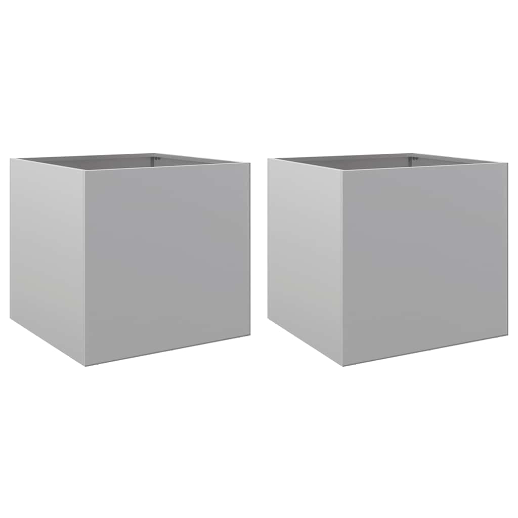 Planters 2 pcs Silver 49x47x46 cm Galvanised Steel