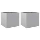 Planters 2 pcs Silver 49x47x46 cm Galvanised Steel - Front View