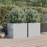 Planters 2 pcs Silver 49x47x46 cm Galvanised Steel - Side View