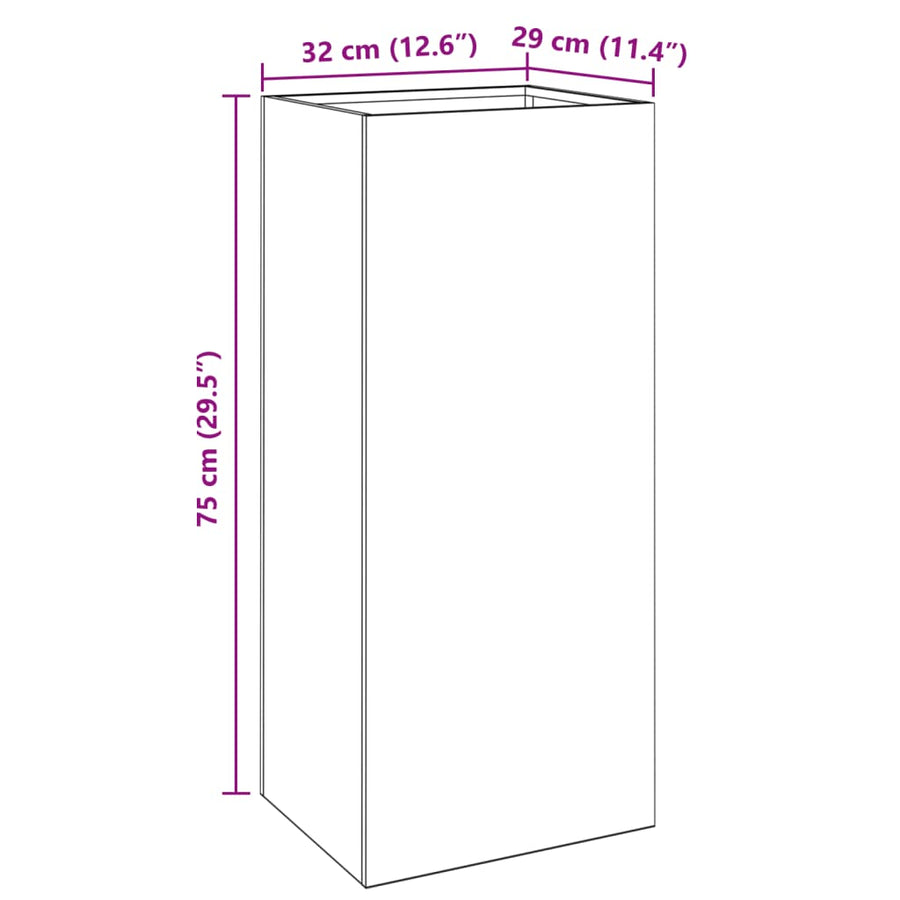 Planter White 32x29x75 cm Steel