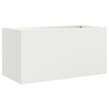 Planter White 62x30x29 cm Steel - Front View