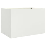Planter White 62x40x39 cm Steel - Front View