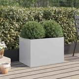Planter Silver 62x40x39 cm Galvanised Steel - Side View