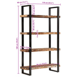 Bookcase 4-Tier 110x40x180 cm Solid Wood Reclaimed and Iron - Extra Image