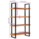Bookcase 4-Tier 110x40x180 cm Solid Wood Acacia and Iron - Extra Image