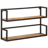 Wall Shelf 90x20x55 cm Solid Wood Mango and Iron - Low Angle