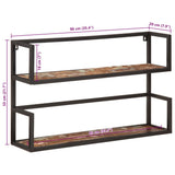 Wall Shelf 90x20x55 cm Solid Wood Reclaimed and Iron - Close-Up Angle