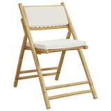 4 Piece Folding Bistro Chairs with Cream White Cushions Bamboo - Side View