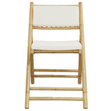 4 Piece Folding Bistro Chairs with Cream White Cushions Bamboo - Top-Down View