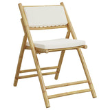 6 Piece Folding Bistro Chairs with Cream White Cushions Bamboo - Side View