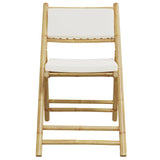6 Piece Folding Bistro Chairs with Cream White Cushions Bamboo - Top-Down View