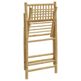 6 Piece Folding Bistro Chairs with Cream White Cushions Bamboo - Close-Up Angle