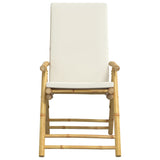 6 Piece Folding Garden Reclining Chairs with Cream White Cushions Bamboo - Top-Down View