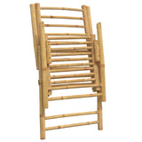 6 Piece Folding Garden Reclining Chairs with Cream White Cushions Bamboo - Close-Up Angle