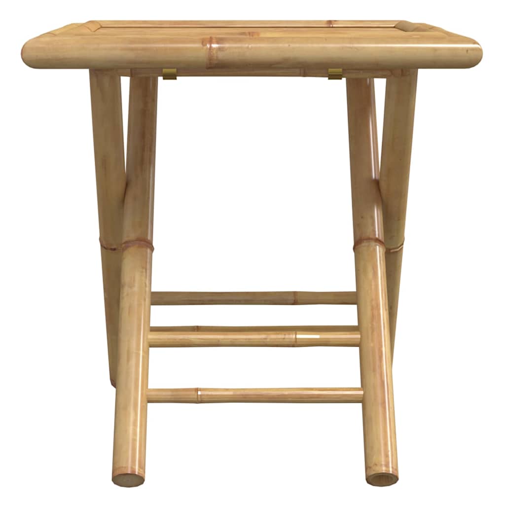 3 Piece Folding Bistro Set with Cream White Cushions Bamboo