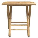 3 Piece Folding Bistro Set with Cream White Cushions Bamboo - Close-Up Angle