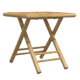 3 Piece Folding Bistro Set with Cream White Cushions Bamboo - Low Angle