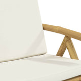 3 Piece Folding Bistro Set with Cream White Cushions Bamboo