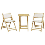 3 Piece Folding Bistro Set with Cream White Cushions Bamboo - Top-Down View