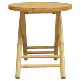 3 Piece Folding Bistro Set with Cream White Cushions Bamboo - Low Angle