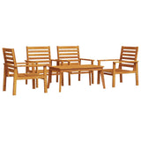 5 Piece Garden Lounge Set Solid Wood Acacia - Front View