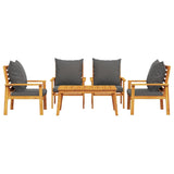 5 Piece Garden Lounge Set with Cushions Solid Wood Acacia - Side View
