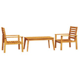 3 Piece Garden Lounge Set Solid Wood Acacia - Front View