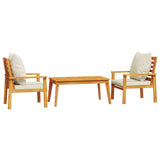 3 Piece Garden Lounge Set with Cushions Solid Wood Acacia - Front View