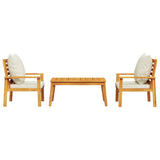 3 Piece Garden Lounge Set with Cushions Solid Wood Acacia - Side View