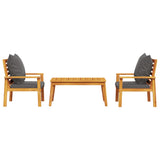 3 Piece Garden Lounge Set with Cushions Solid Wood Acacia
