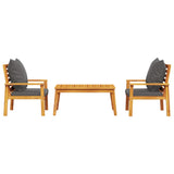 3 Piece Garden Lounge Set with Cushions Solid Wood Acacia - Side View