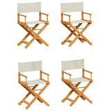 4 pcs Folding Garden Chairs Cream White Fabric - Front View