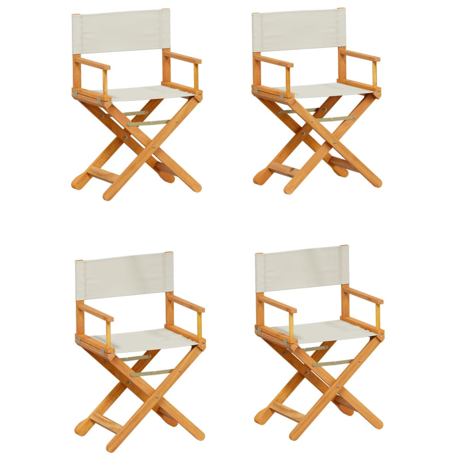 4 Piece Folding Chairs Cream White Fabric