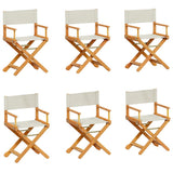 6 pcs Folding Garden Chairs Cream White Fabric - Front View