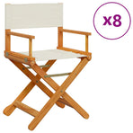 8 Piece Folding Chairs Cream White Fabric