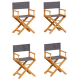 4 pcs Folding Garden Chairs Dark Grey Fabric - Front View