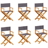 6 pcs Folding Garden Chairs Dark Grey Fabric - Front View