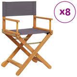 8 pcs Folding Garden Chairs Dark Grey Fabric - Front View