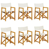 6 pcs Folding Garden Chairs Cream White Fabric - Front View