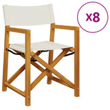 8 pcs Folding Garden Chairs Cream White Fabric - Front View