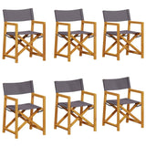 6 pcs Folding Garden Chairs Dark Grey Fabric - Front View