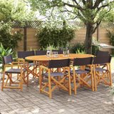 8 pcs Folding Garden Chairs Dark Grey Fabric