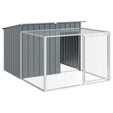 Dog House with Run Anthracite 153x194x110 cm Galvanised Steel - Front View