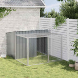 Dog House with Run Anthracite 153x194x110 cm Galvanised Steel - Side View