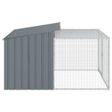 Dog House with Run Anthracite 153x194x110 cm Galvanised Steel - Rear View