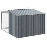 Dog House with Run Anthracite 153x194x110 cm Galvanised Steel - Close-Up Angle