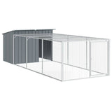 Dog House with Run Anthracite 153x396x110 cm Galvanised Steel - Front View